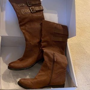 Nine West brown boots with box 6-1/2 buckle tall